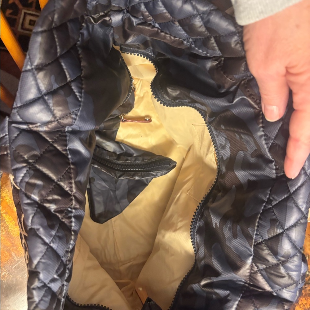 MZ Wallace x Lingua Franca Black/Blue Camo Quilted Tote Bag - Picture 5 of 5